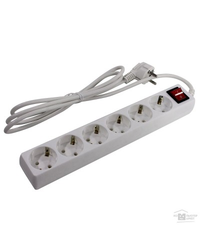 SP6W-230. Сетевой фильтр 6 розеток, 3м, белый. 5bites в Хасавюрте