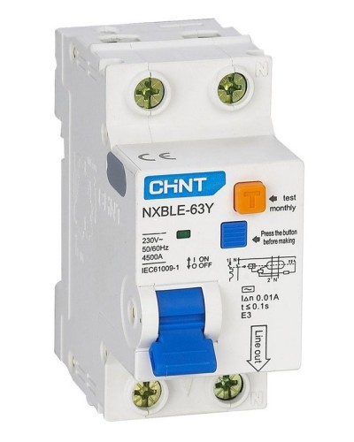 NXBLE-63Y (R) 1п+N C 6А 30мА электронный тип AC 4.5кА CHINT (105540). Автоматический выключатель дифференциального тока. CHINT в Хасавюрте