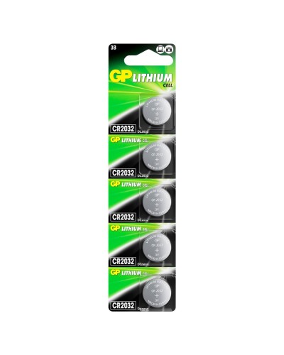 GP Lithium CR2032 (GP CR2032-2C5 100/2000), упак. 5 шт. БЛИСТЕР. Литиевые дисковые батарейки. GP Batteries в Хасавюрте