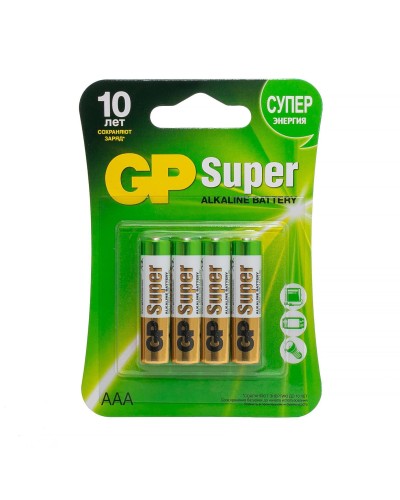 GP Super Alkaline 24A AAA (GP 24A-2CR4), упак. 4 шт. БЛИСТЕР. Алкалиновые батарейки. GP Batteries в Хасавюрте