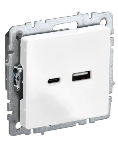 Розетка USB A+C 18Вт РЮ11-1-БрБ белый BRITE (BR-U22-018-K01). Розетка USB. IEK в Хасавюрте
