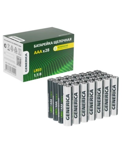 Батарейка Alkaline LR03/AAA GENERICA (28 шт) (ABT-LR03-ST-B28-G). Батарейка щелочная. IEK в Хасавюрте