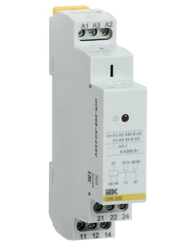Реле промежуточное модульное OIR 2 контакта 8А 230В AC (OIR-208-AC230V). Реле промежуточное модульное. IEK в Хасавюрте