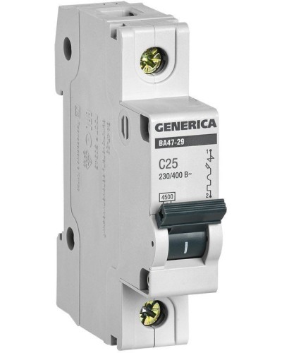 GENERICA ВА47-29 1P C 25А 4,5кА (MVA25-1-025-C). Автоматический выключатель. IEK в Хасавюрте