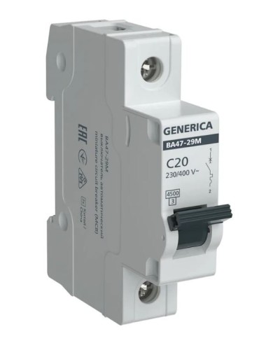 GENERICA ВА47-29М 1P C 20А 4,5кА (MVA21-1-020-C-G). Автоматический выключатель. IEK в Хасавюрте