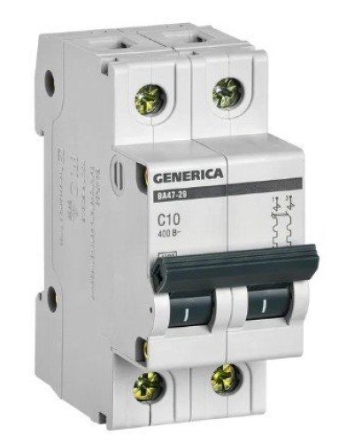 GENERICA ВА47-29 2P C 10А 4,5кА (MVA25-2-010-C). Автоматический выключатель. IEK в Хасавюрте