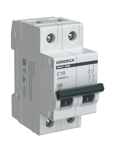 GENERICA ВА47-29М 2P C 10А 4,5кА (MVA21-2-010-C-G). Автоматический выключатель. IEK в Хасавюрте