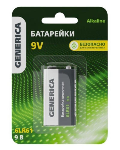 Батарейка Alkaline 6LR61 9V GENERICA (ABT-6LR619V-ST-L02-G). Батарейка щелочная. IEK в Хасавюрте
