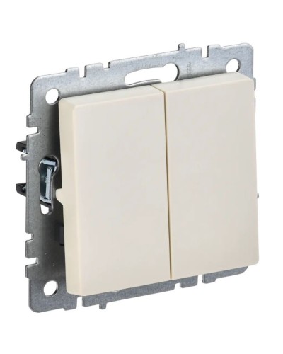 Выключатель 2-клавишный проходной ВС10-2-6-БрКр бежевый BRITE (BR-V22-0-10-K10). Выключатель. IEK в Хасавюрте