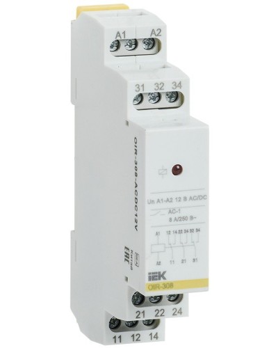 Реле промежуточное модульное OIR 3 контакта 8А 230В AC (OIR-308-AC230V). Реле промежуточное модульное. IEK в Хасавюрте