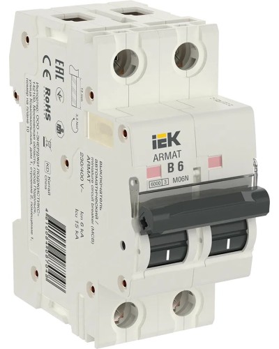 M06N 2P B 6А 6кА ARMAT (AR-M06N-2-B006). Автоматический выключатель. IEK в Хасавюрте