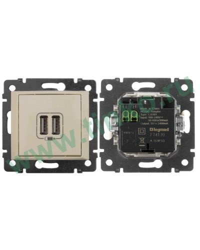 Розетка Valena двойная, USB, слоновая кость (774170). Розетка. LegranD в Хасавюрте