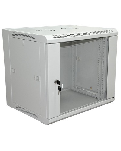 Шкаф телекоммуникационный 19 настенный 9U 600×600×500 мм (ШxГxВ) - передняя дверь стекло, боковые стенки съемные (разобранный) RAL 7035 (04-2221). Шкаф телекоммуникационный 19 настенный 9U. Rexant в Хасавюрте