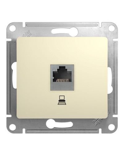 Glossa розетка RJ45 1-местная, кат. 5Е, скрытой установки, механизм, бежевый (GSL000281K). Розетка компьютерная. Systeme Electric в Хасавюрте