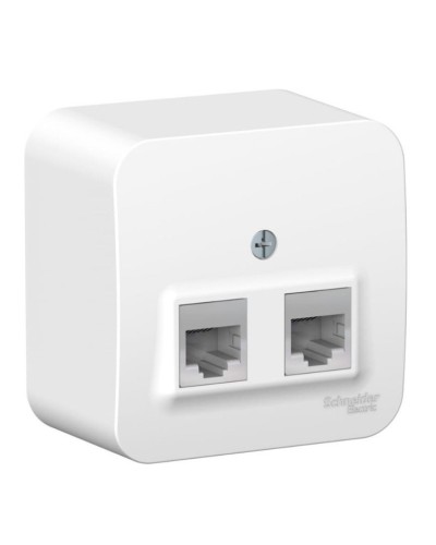 BLANCA розетка RJ11+RJ45, 2-местная, кат. 5Е, открытой установки, белый (BLNIA045111). Розетка компьютерная + телефонная с изолированной пластиной. Systeme Electric в Хасавюрте