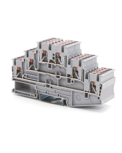 Клемма трехуровневая, зажим push-in, 2.5 кв.мм, синяя (VPR-2.5-3L-BU). Клемма проходная, 6 точки подключения. ДКС в Хасавюрте