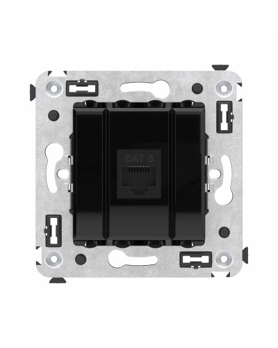Розетка RJ-45 в стену, кат.6E, Avanti, одинарная, черный квадрат (4402693). Розетка компьютерная. ДКС в Хасавюрте