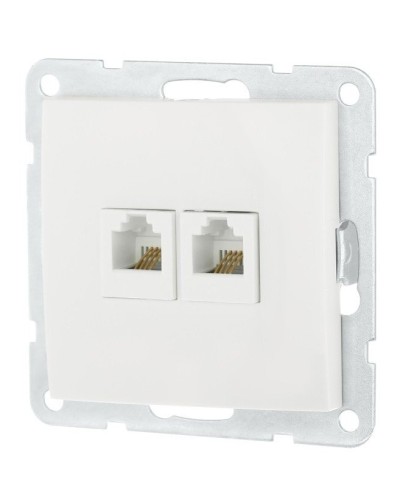 Розетка телефонная двойная 2xRJ-12 с накладкой, белый LK60 (865604-1). Розетка телефонная. Экопласт в Хасавюрте