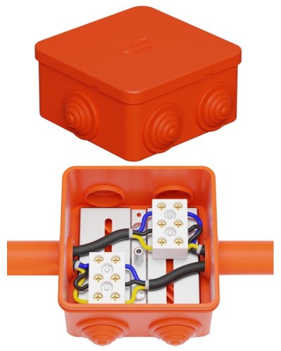 Коробка JBS080 85х85х50, 6 вых., 4P (0,15-10,0 мм²) (43311HF). Коробка монтажная, огнестойкая, без галогена. Экопласт в Хасавюрте