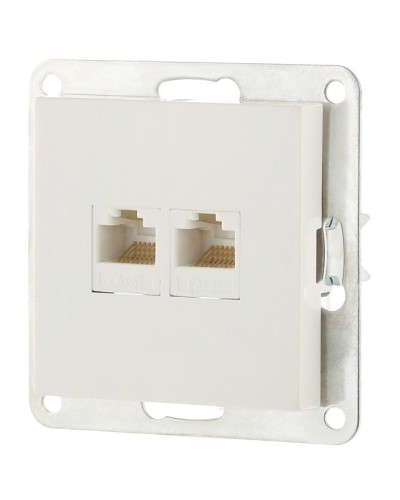 Розетка 2xRJ-45 кат.5е с накладкой, белый LK80 (846204-1). Розетка компьютерная двойная. Экопласт в Хасавюрте