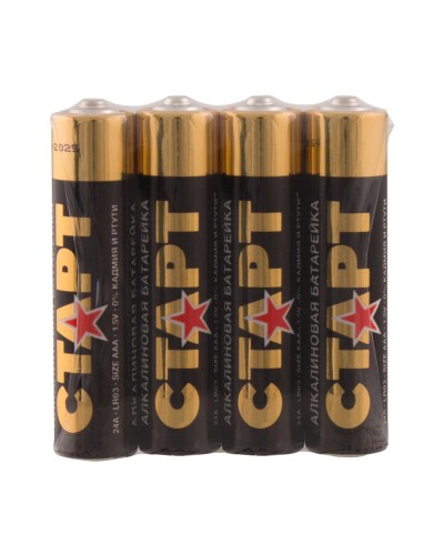 СТАРТ LR03-SH4-BOX (1,5 В, AAA, LR03), упак. 4 шт.. Алкалиновые батарейки. СТАРТ в Хасавюрте
